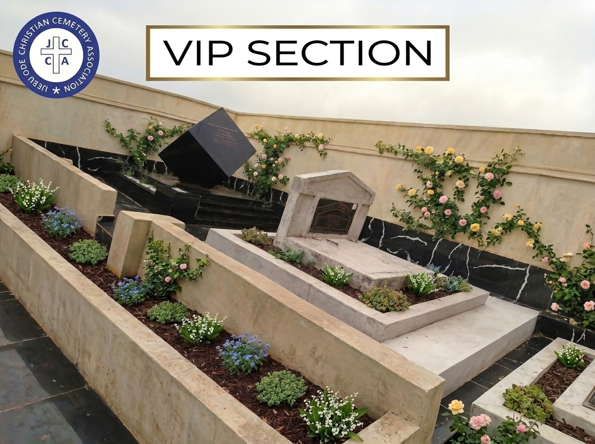 VIP memorial with climbing roses at the cemetery